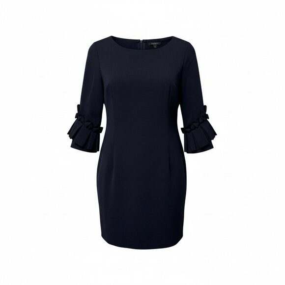 Cos Navy Blue Dress w Pleated Sleeves & Pockets - Picture 1 of 5